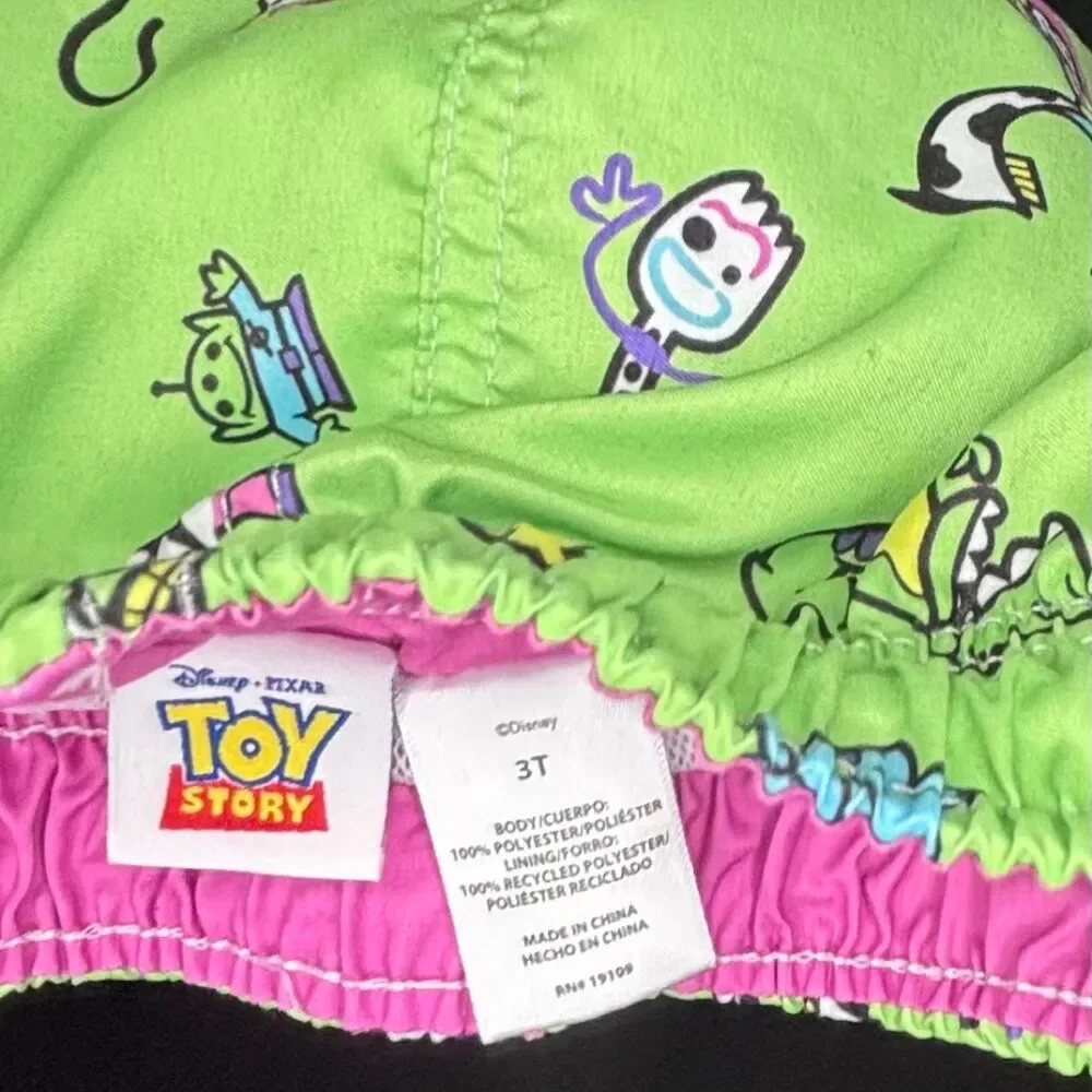 Disney Pixar Toy Story Swim Trunks Boys Size 3T Green Buzz Woody Jessie Forky